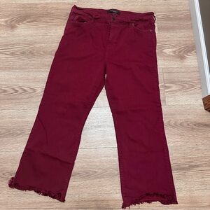 Women's Liverpool wide leg cropped burgundy Jeans